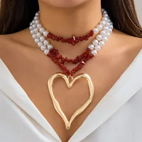 Retro Ethnic Style Star Artificial Pearl Alloy Turquoise Beaded Women's Three Layer Necklace sku image 8