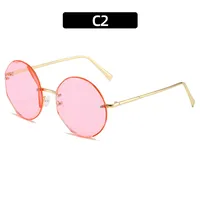 Retro Classic Style Sunglasses Pc Round Frame Frameless Women's Sunglasses sku image 2