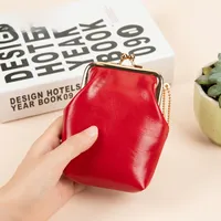 WESTAL Genuine Leather Fashion Vintage Coin Purse Mini Clip Small Bag Top Layer Cowhide Women's Portable Red Bag main image 1