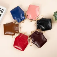 WESTAL Genuine Leather Fashion Vintage Coin Purse Mini Clip Small Bag Top Layer Cowhide Women's Portable Red Bag main image 2