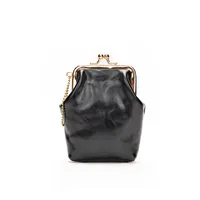WESTAL Genuine Leather Fashion Vintage Coin Purse Mini Clip Small Bag Top Layer Cowhide Women's Portable Red Bag sku image 2