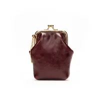 WESTAL Genuine Leather Fashion Vintage Coin Purse Mini Clip Small Bag Top Layer Cowhide Women's Portable Red Bag sku image 5