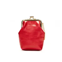 WESTAL Genuine Leather Fashion Vintage Coin Purse Mini Clip Small Bag Top Layer Cowhide Women's Portable Red Bag sku image 1