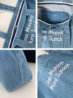 Yeyu/ New Autumn And Winter Retro Denim Shoulder Bag Large Capacity Tote Bag Student Schoolbag Denim main image 4