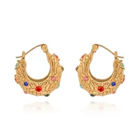 1 Pair Elegant Simple Style U Shape Plating Inlay 304 Stainless Steel Rhinestones 18K Gold Plated Earrings main image 6