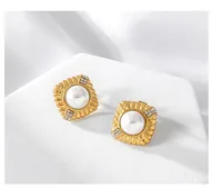 1 Pair Elegant Retro Classic Style Square 304 Stainless Steel 18K Gold Plated Ear Studs main image 3