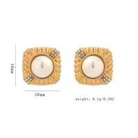 1 Pair Elegant Retro Classic Style Square 304 Stainless Steel 18K Gold Plated Ear Studs main image 5