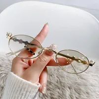 New Y2K Middle Ancient Style Heavy Industry Diamond-encrusted Fashion Metal European And American Style Sunscreen Sunglasses Anti-blue Light Flat Glasses main image 1