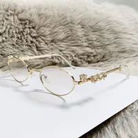 New Y2K Middle Ancient Style Heavy Industry Diamond-encrusted Fashion Metal European And American Style Sunscreen Sunglasses Anti-blue Light Flat Glasses main image 4