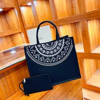 Women's Large Oxford Cloth Letter Elegant Streetwear Square Buckle Tote Bag sku image 1