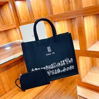 Women's Large Oxford Cloth Letter Elegant Streetwear Square Buckle Tote Bag sku image 3
