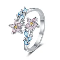 Copper Inlay Flower Zircon Open Rings main image 1