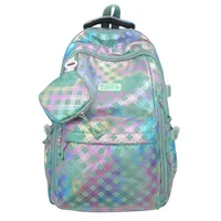 Plaid Casual School School Backpack sku image 1