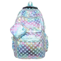 Plaid Casual School School Backpack main image 3