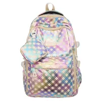 Plaid Casual School School Backpack sku image 4