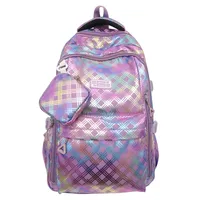 Plaid Casual School School Backpack sku image 3
