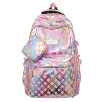 Plaid Casual School School Backpack sku image 7
