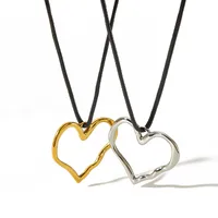 Wholesale Jewelry Simple Style Classic Style Heart Shape 304 Stainless Steel 18K Gold Plated Polishing Plating Pendant Necklace main image 5