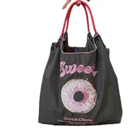 Women's Embroidered Shopping Bag Donut Large Capacity Portable Canvas Bag Environmental Protection Supermarket Portable Foldable Shoulder Bag main image 5