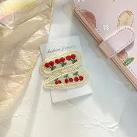 New Children's Hairpin Baby Hairpin Cute BB Knot Fabric Clip  Fruit Knitted Princess Hair Accessories sku image 1