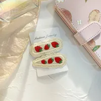 New Children's Hairpin Baby Hairpin Cute BB Knot Fabric Clip  Fruit Knitted Princess Hair Accessories sku image 2