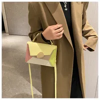 Women's Small Pu Leather Color Block Classic Style Square Flip Cover Shoulder Bag Handbag main image 2