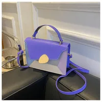 Women's Small Pu Leather Color Block Classic Style Square Flip Cover Shoulder Bag Handbag main image 3