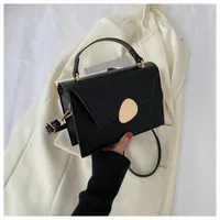 Women's Small Pu Leather Color Block Classic Style Square Flip Cover Shoulder Bag Handbag sku image 1
