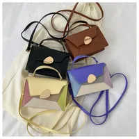 Women's Small Pu Leather Color Block Classic Style Square Flip Cover Shoulder Bag Handbag main image 1