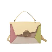 Women's Small Pu Leather Color Block Classic Style Square Flip Cover Shoulder Bag Handbag main image 4