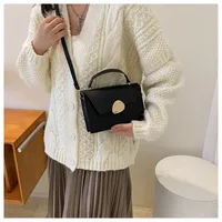 Women's Small Pu Leather Color Block Classic Style Square Flip Cover Shoulder Bag Handbag main image 5
