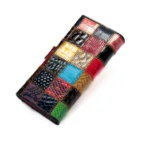 WESTAL Genuine Leather Wallet Women's Large Capacity First Layer Cowhide Clutch Color Stitching Fashion Long Wallet Trendy main image 3