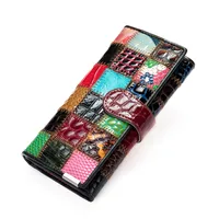 WESTAL Genuine Leather Wallet Women's Large Capacity First Layer Cowhide Clutch Color Stitching Fashion Long Wallet Trendy sku image 1