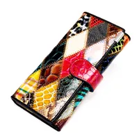 WESTAL Genuine Leather Wallet Women's Large Capacity First Layer Cowhide Clutch Color Stitching Fashion Long Wallet Trendy sku image 2