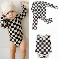 Spring And Summer  Baby Bamboo Fiber Climbing Clothing Baby Black And White Lattice Haggit Ringsuit   Baby Clothing main image 1