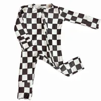 Spring And Summer  Baby Bamboo Fiber Climbing Clothing Baby Black And White Lattice Haggit Ringsuit   Baby Clothing main image 3
