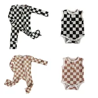 Spring And Summer  Baby Bamboo Fiber Climbing Clothing Baby Black And White Lattice Haggit Ringsuit   Baby Clothing main image 5