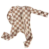 Spring And Summer  Baby Bamboo Fiber Climbing Clothing Baby Black And White Lattice Haggit Ringsuit   Baby Clothing sku image 10