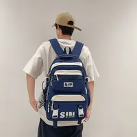 One Size Water Repellent Color Block School Daily School Backpack main image 4