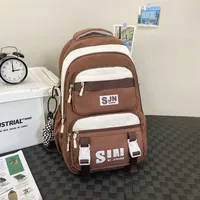One Size Water Repellent Color Block School Daily School Backpack sku image 4