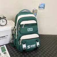 One Size Water Repellent Color Block School Daily School Backpack sku image 2