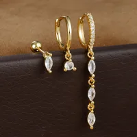 3 Pieces Set Classic Style Solid Color Inlay Copper Zircon 18K Gold Plated Dangling Earrings Drop Earrings main image 2