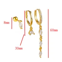 3 Pieces Set Classic Style Solid Color Inlay Copper Zircon 18K Gold Plated Dangling Earrings Drop Earrings main image 8