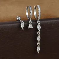 3 Pieces Set Classic Style Solid Color Inlay Copper Zircon 18K Gold Plated Dangling Earrings Drop Earrings main image 6