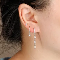 3 Pieces Set Classic Style Solid Color Inlay Copper Zircon 18K Gold Plated Dangling Earrings Drop Earrings main image 3