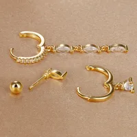 3 Pieces Set Classic Style Solid Color Inlay Copper Zircon 18K Gold Plated Dangling Earrings Drop Earrings main image 5