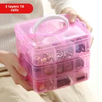 Simple Transparent Plaid Portable Storage Box Jewelry Earrings Necklace Ring Jewelry Children's Hair Accessories Practical Storage Box main image 2