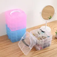 Simple Transparent Plaid Portable Storage Box Jewelry Earrings Necklace Ring Jewelry Children's Hair Accessories Practical Storage Box main image 3