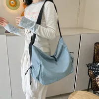 Women's Large Composite Cloth Solid Color Beach Dumpling Shape Zipper Messenger Bag main image 5