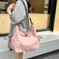 Women's Large Composite Cloth Solid Color Beach Dumpling Shape Zipper Messenger Bag main image 4